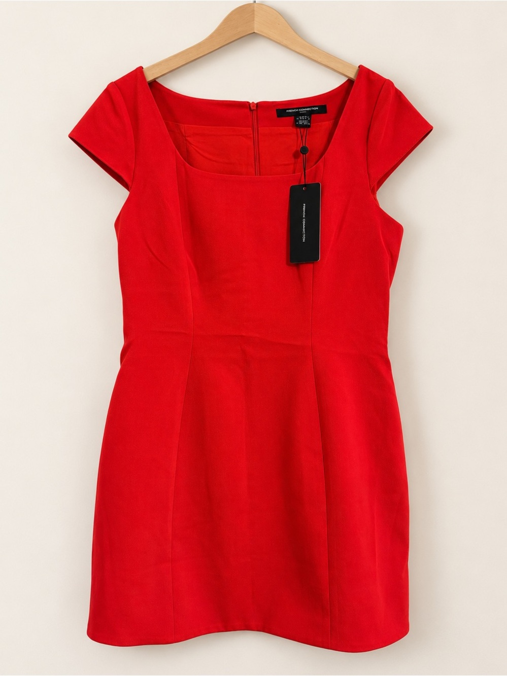 French Connection Azra Twill Cap Sleeve Mini Dress Red Size 8 NWT